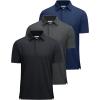 imageMAGCOMSEN 3 Pack Mens Polo Shirts Short Sleeve Athletic Performance Collared Shirt Moisture Wicking Casual Golf PolosBlackDark GrayNavy
