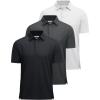 imageMAGCOMSEN 3 Pack Mens Polo Shirts Short Sleeve Athletic Performance Collared Shirt Moisture Wicking Casual Golf PolosBlackDark GrayWhite