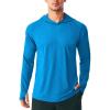 imageMAGCOMSEN Mens Hooded UPF 50 Sun Protection T Shirts Long Sleeve Athletic Fishing Shirts Rash GuardsSea Blue