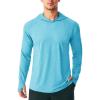 imageMAGCOMSEN Mens Hooded UPF 50 Sun Protection T Shirts Long Sleeve Athletic Fishing Shirts Rash GuardsWater Blue