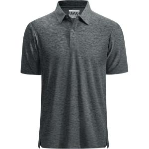 imageMAGCOMSEN Mens Polo Shirts Dry Fit Golf Shirts Moisture Wicking Athletic Workout Golf Polo Tees Casual Collared ShirtDark Grey