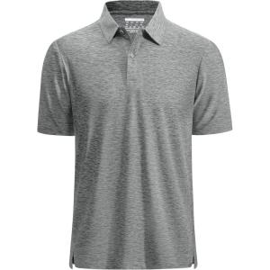 imageMAGCOMSEN Mens Polo Shirts Dry Fit Golf Shirts Moisture Wicking Athletic Workout Golf Polo Tees Casual Collared ShirtLight Grey