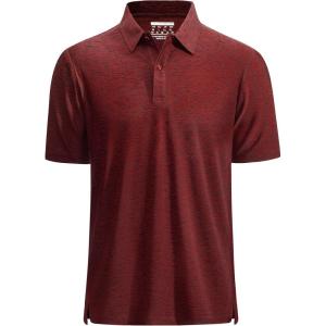 imageMAGCOMSEN Mens Polo Shirts Dry Fit Golf Shirts Moisture Wicking Athletic Workout Golf Polo Tees Casual Collared ShirtOrange Red