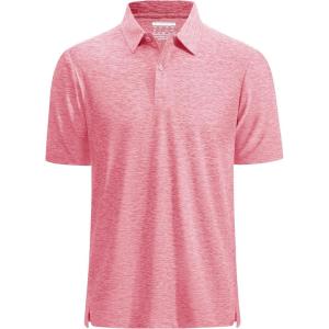 imageMAGCOMSEN Mens Polo Shirts Dry Fit Golf Shirts Moisture Wicking Athletic Workout Golf Polo Tees Casual Collared ShirtPink