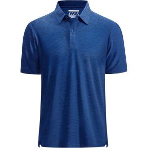 imageMAGCOMSEN Mens Polo Shirts Dry Fit Golf Shirts Moisture Wicking Athletic Workout Golf Polo Tees Casual Collared ShirtSea Blue