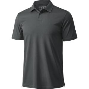 imageMAGCOMSEN Mens Polo Shirts Short Sleeve Collared Performance Dry Fit Breathable Golf Athletic CasualDark Gray