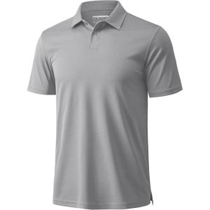 imageMAGCOMSEN Mens Polo Shirts Short Sleeve Collared Performance Dry Fit Breathable Golf Athletic CasualLight Gray