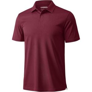 imageMAGCOMSEN Mens Polo Shirts Short Sleeve Collared Performance Dry Fit Breathable Golf Athletic CasualWine Red
