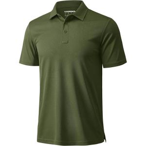 imageMAGCOMSEN Mens Polo Shirts Short Sleeve Golf Quick Dry Collared Moisture Wicking Athletic Performance PolosArmy Green