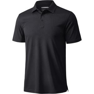 imageMAGCOMSEN Mens Polo Shirts Short Sleeve Golf Quick Dry Collared Moisture Wicking Athletic Performance PolosBlack