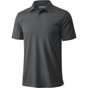 imageMAGCOMSEN Mens Polo Shirts Short Sleeve Golf Quick Dry Collared Moisture Wicking Athletic Performance PolosDark Grey