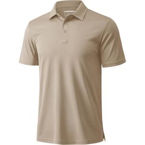 imageMAGCOMSEN Mens Polo Shirts Short Sleeve Golf Quick Dry Collared Moisture Wicking Athletic Performance PolosKhaki