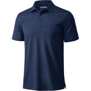 imageMAGCOMSEN Mens Polo Shirts Short Sleeve Golf Quick Dry Collared Moisture Wicking Athletic Performance PolosNavy