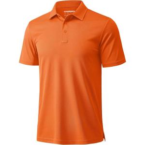 imageMAGCOMSEN Mens Polo Shirts Short Sleeve Golf Quick Dry Collared Moisture Wicking Athletic Performance PolosOrange