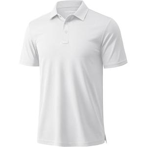 imageMAGCOMSEN Mens Polo Shirts Short Sleeve Golf Quick Dry Collared Moisture Wicking Athletic Performance PolosWhite
