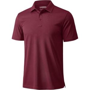imageMAGCOMSEN Mens Polo Shirts Short Sleeve Golf Quick Dry Collared Moisture Wicking Athletic Performance PolosWine Red