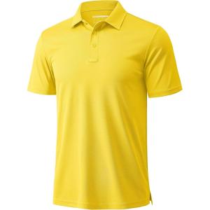 imageMAGCOMSEN Mens Polo Shirts Short Sleeve Golf Quick Dry Collared Moisture Wicking Athletic Performance PolosYellow