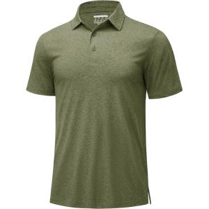 imageMAGCOMSEN Mens Polo Shirts Short Sleeve Moisture Wicking Lightweight Athletic Casual Collared Golf ShirtArmy Green