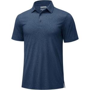 imageMAGCOMSEN Mens Polo Shirts Short Sleeve Moisture Wicking Lightweight Athletic Casual Collared Golf ShirtDark Blue