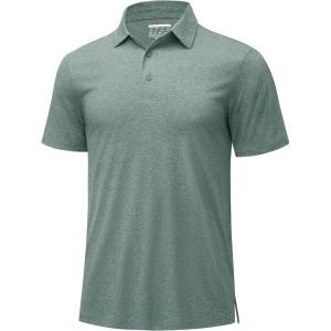 imageMAGCOMSEN Mens Polo Shirts Short Sleeve Moisture Wicking Lightweight Athletic Casual Collared Golf ShirtDark Green