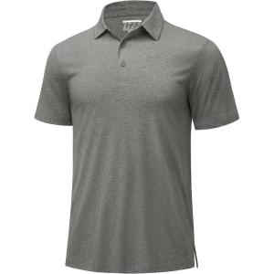 imageMAGCOMSEN Mens Polo Shirts Short Sleeve Moisture Wicking Lightweight Athletic Casual Collared Golf ShirtGrey