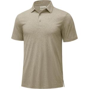 imageMAGCOMSEN Mens Polo Shirts Short Sleeve Moisture Wicking Lightweight Athletic Casual Collared Golf ShirtKhaki