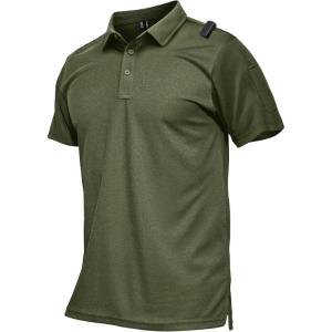 imageMAGCOMSEN Mens Polo Shirts Short Sleeve Quick Dry Performance Tactical Shirt UPF 50 Work Golf Polos Collared ShirtsArmy Green