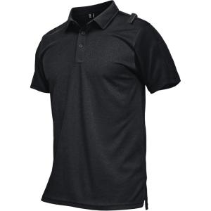 imageMAGCOMSEN Mens Polo Shirts Short Sleeve Quick Dry Performance Tactical Shirt UPF 50 Work Golf Polos Collared ShirtsBlack