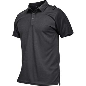 imageMAGCOMSEN Mens Polo Shirts Short Sleeve Quick Dry Performance Tactical Shirt UPF 50 Work Golf Polos Collared ShirtsDark Grey