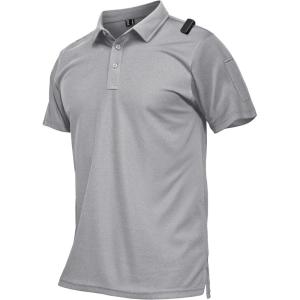 imageMAGCOMSEN Mens Polo Shirts Short Sleeve Quick Dry Performance Tactical Shirt UPF 50 Work Golf Polos Collared ShirtsLight Grey