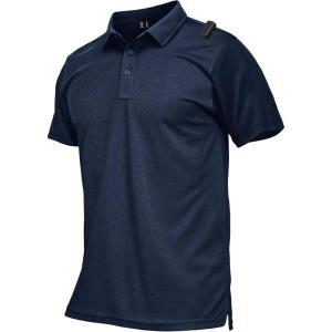imageMAGCOMSEN Mens Polo Shirts Short Sleeve Quick Dry Performance Tactical Shirt UPF 50 Work Golf Polos Collared ShirtsNavy