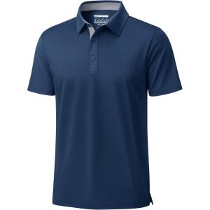 imageMAGCOMSEN Mens Polo Shirts Short Sleeve UPF 50 Dry Fit Performance Golf Shirts Casual Athletic Collared ShirtNavy