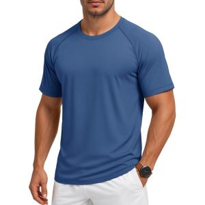 imageMAGCOMSEN Mens Short Sleeve UPF 50 TShirt Quick Dry Rash Guard Athletic Running Swim Top Tee Performance Water ShirtsBlue Gray