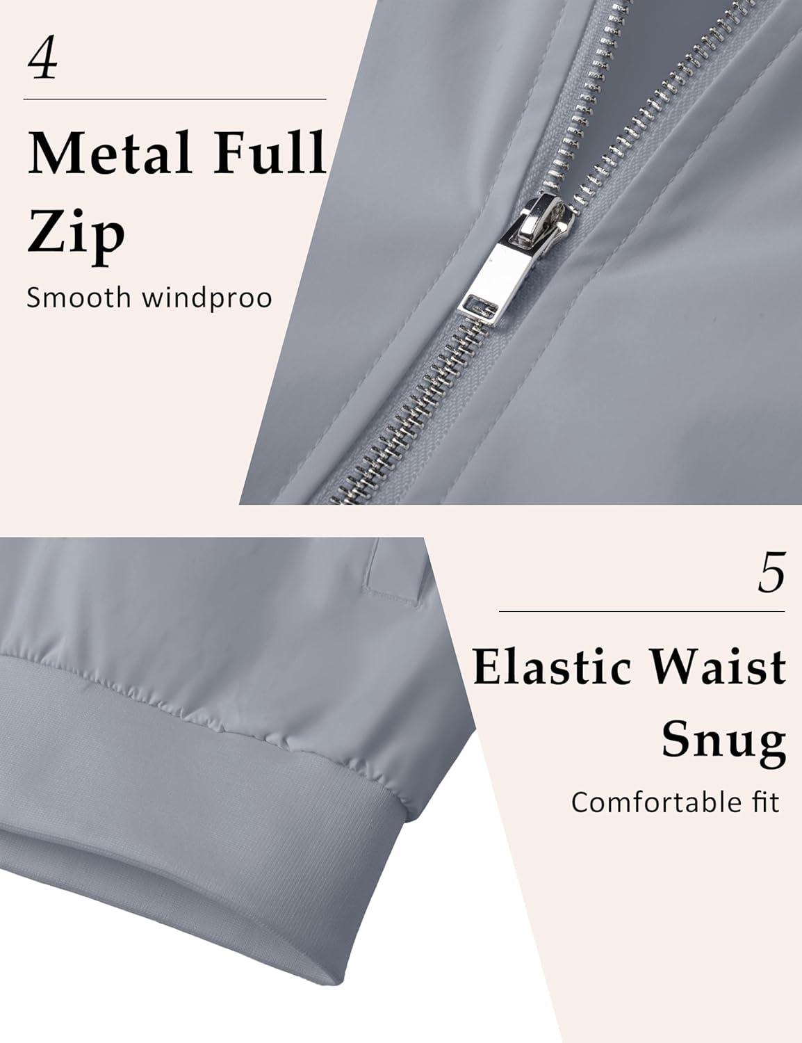 imageMAGCOMSEN Mens Bomber Jacket Lightweight Casual Windbreaker Spring Fall Zip Up Coat with 5 Pocket01 Light Grey
