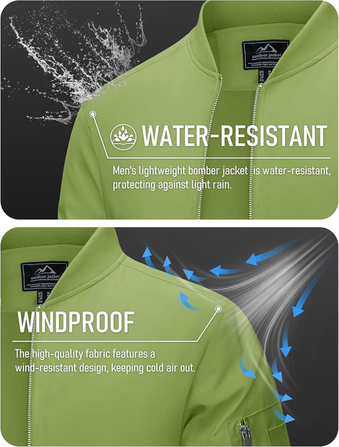 imageMAGCOMSEN Mens Bomber Jacket Lightweight Casual Windbreaker Spring Fall Zip Up Coat with 5 Pocket01 Olive Green