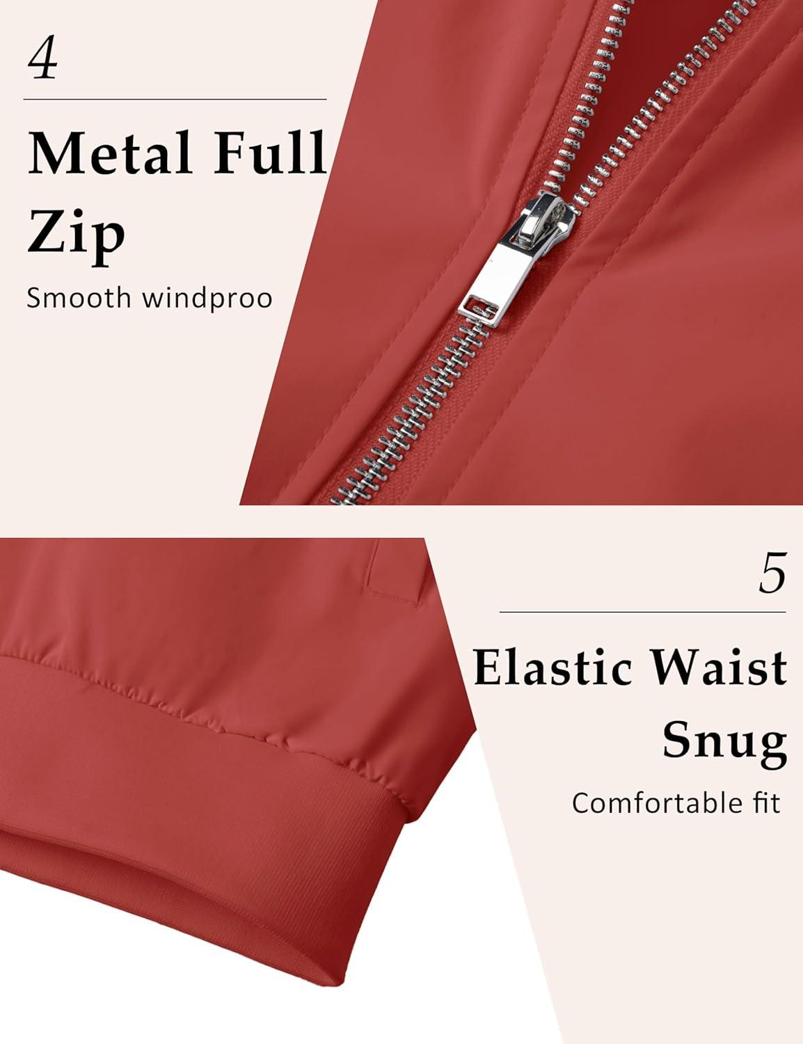 imageMAGCOMSEN Mens Bomber Jacket Lightweight Casual Windbreaker Spring Fall Zip Up Coat with 5 Pocket01 Orange Red