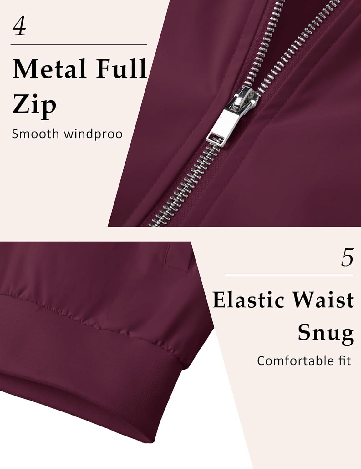imageMAGCOMSEN Mens Bomber Jacket Lightweight Casual Windbreaker Spring Fall Zip Up Coat with 5 Pocket01 Wine Red