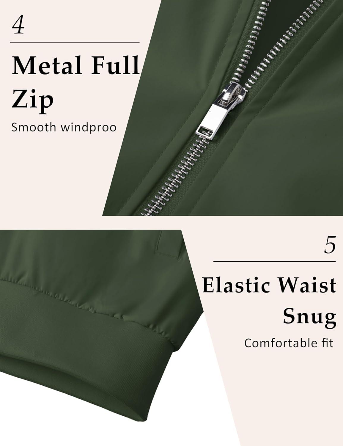 imageMAGCOMSEN Mens Bomber Jacket Lightweight Casual Windbreaker Spring Fall Zip Up Coat with 5 Pocket02 Army Green