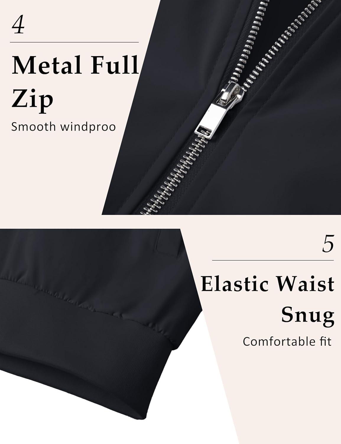 imageMAGCOMSEN Mens Bomber Jacket Lightweight Casual Windbreaker Spring Fall Zip Up Coat with 5 Pocket02 Black