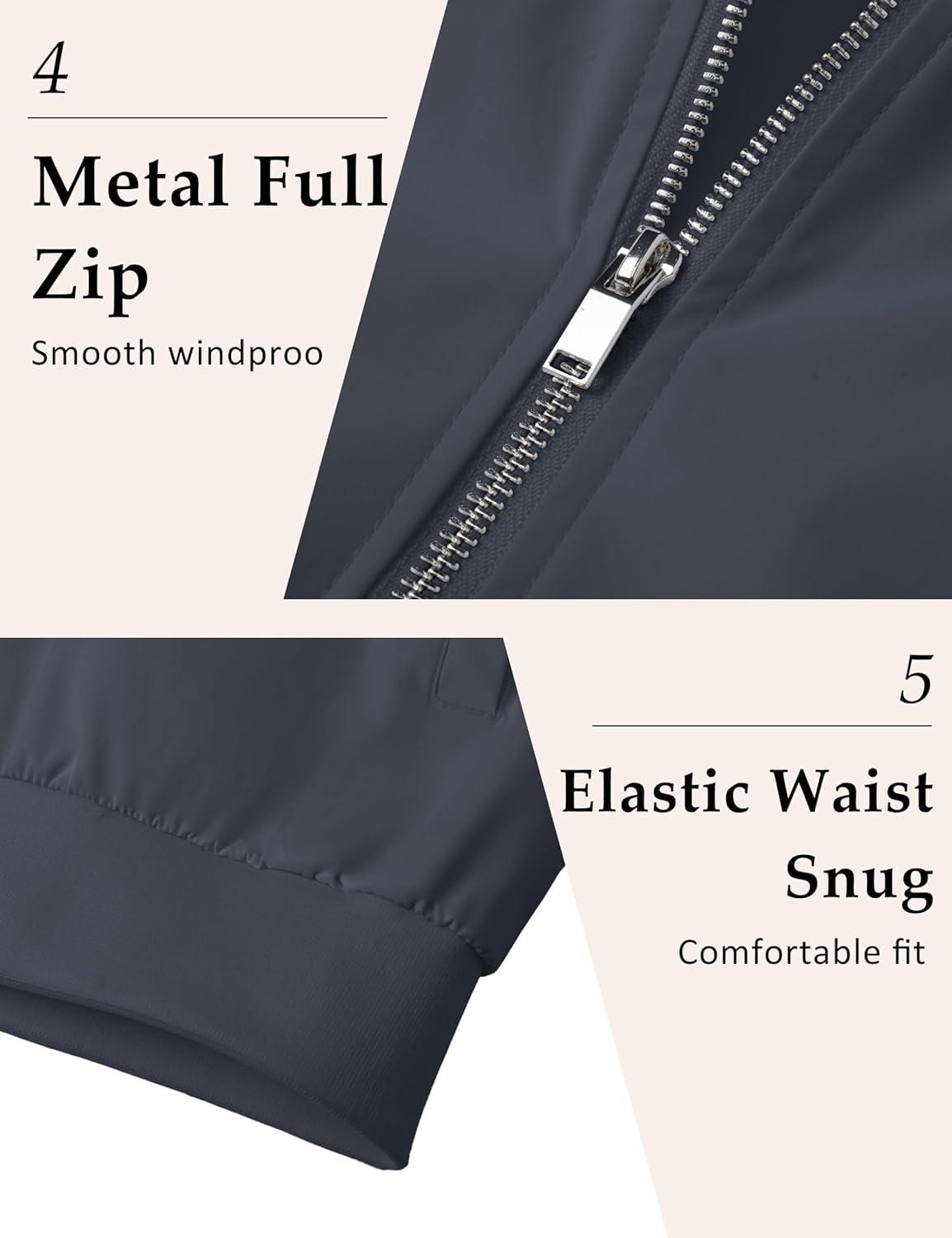 imageMAGCOMSEN Mens Bomber Jacket Lightweight Casual Windbreaker Spring Fall Zip Up Coat with 5 Pocket02 Dark Grey