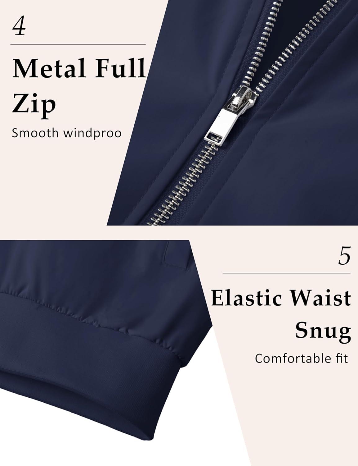 imageMAGCOMSEN Mens Bomber Jacket Lightweight Casual Windbreaker Spring Fall Zip Up Coat with 5 Pocket02 Navy
