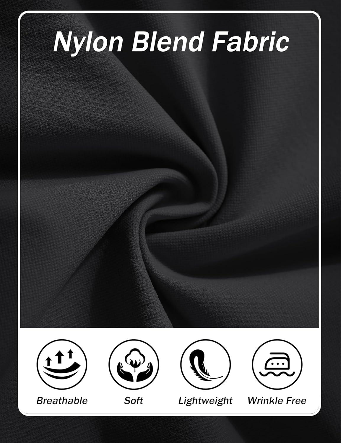 imageMAGCOMSEN Mens Casual Pants Straight Legs Flat Front Pants Waterproof Stretch Waist Trousers for GolfBlack