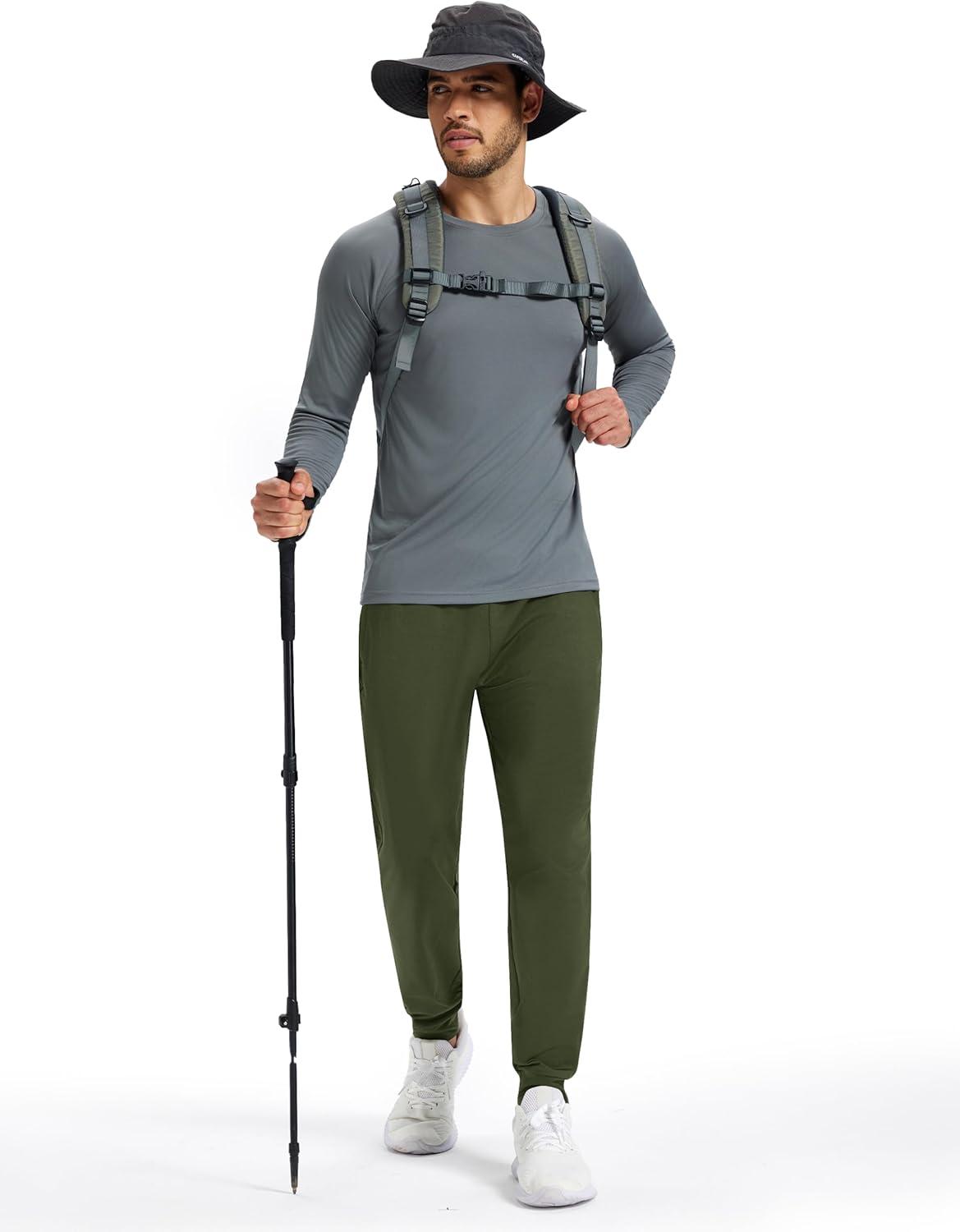imageMAGCOMSEN Mens Fleece Joggers with Pockets Winter Warm Pants Workout Athletic Gym Sweatpants for MenArmy Green