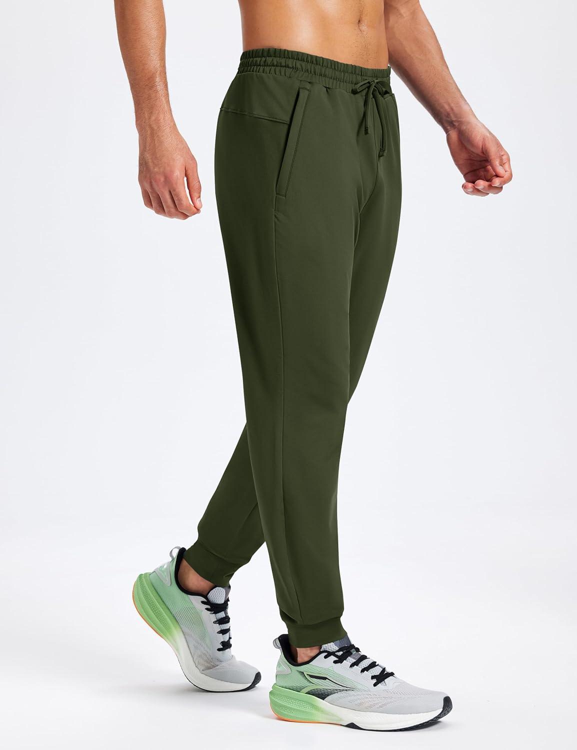 imageMAGCOMSEN Mens Fleece Joggers with Pockets Winter Warm Pants Workout Athletic Gym Sweatpants for MenArmy Green
