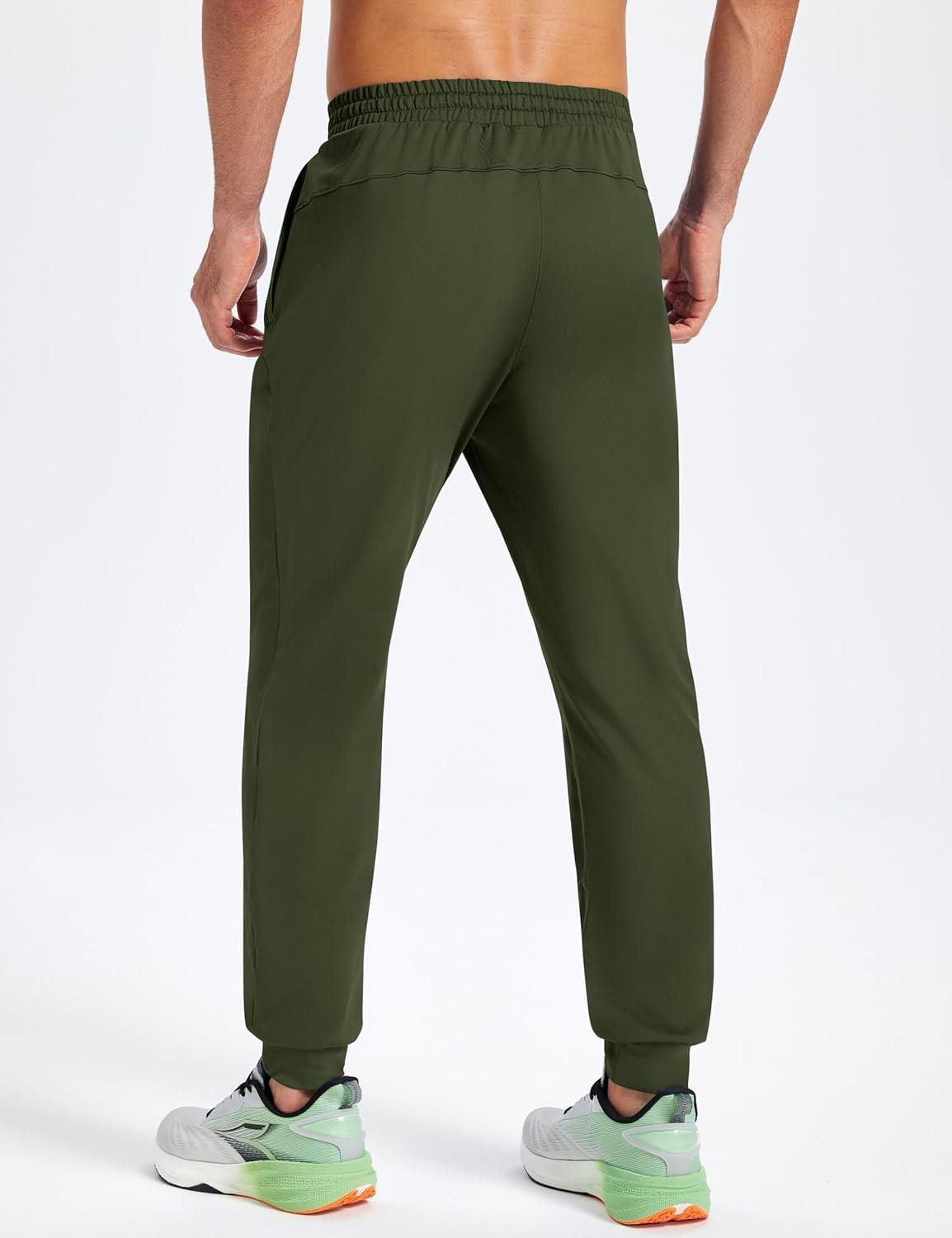imageMAGCOMSEN Mens Fleece Joggers with Pockets Winter Warm Pants Workout Athletic Gym Sweatpants for MenArmy Green