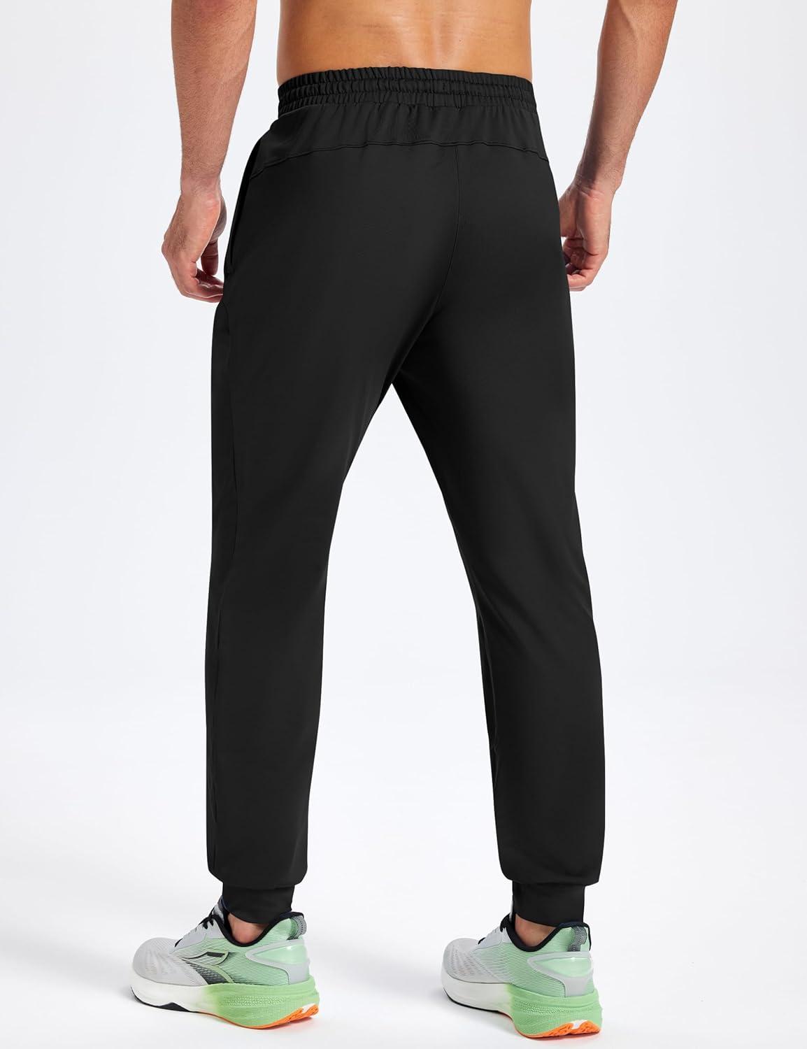 imageMAGCOMSEN Mens Fleece Joggers with Pockets Winter Warm Pants Workout Athletic Gym Sweatpants for MenBlack