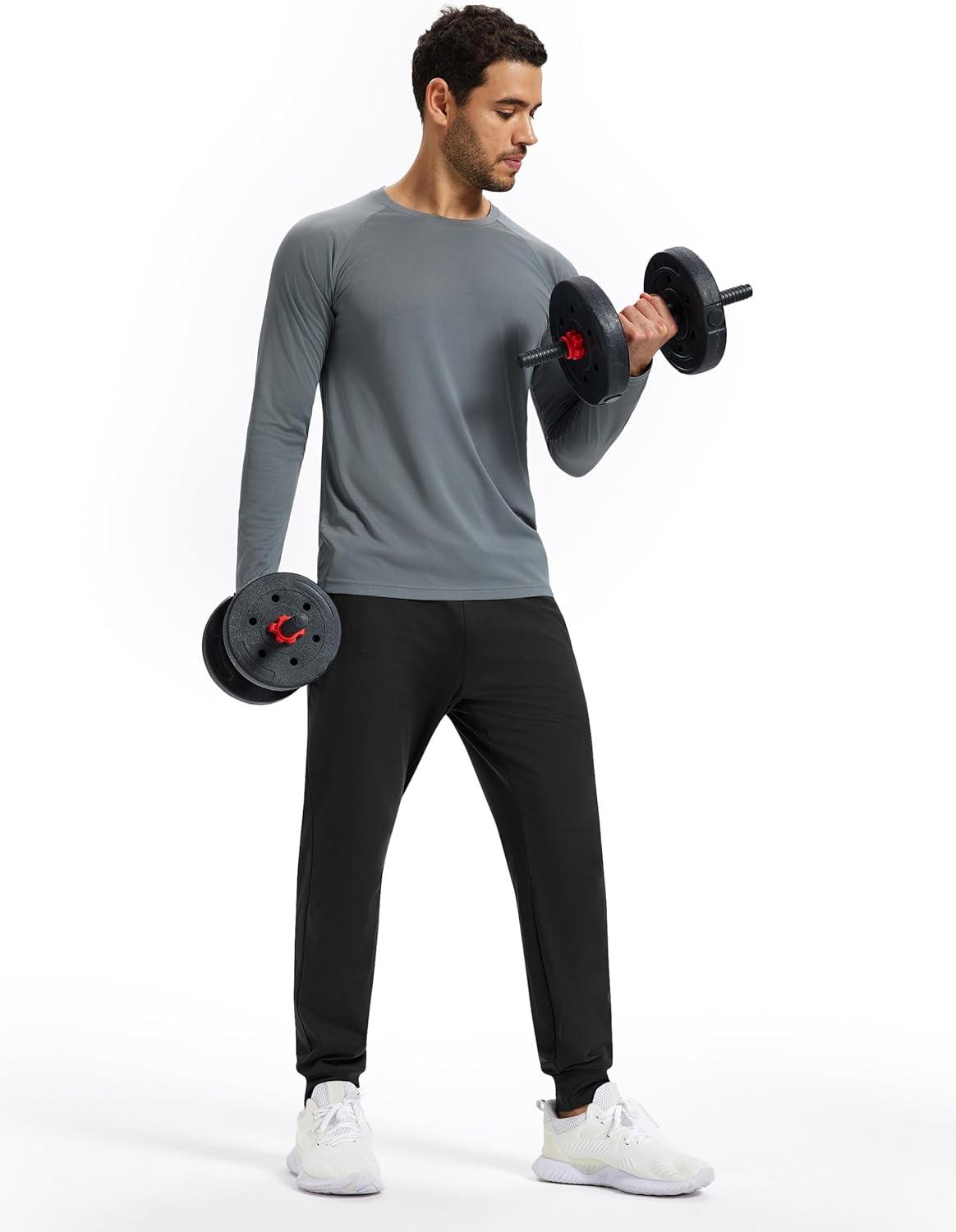 imageMAGCOMSEN Mens Fleece Joggers with Pockets Winter Warm Pants Workout Athletic Gym Sweatpants for MenBlack