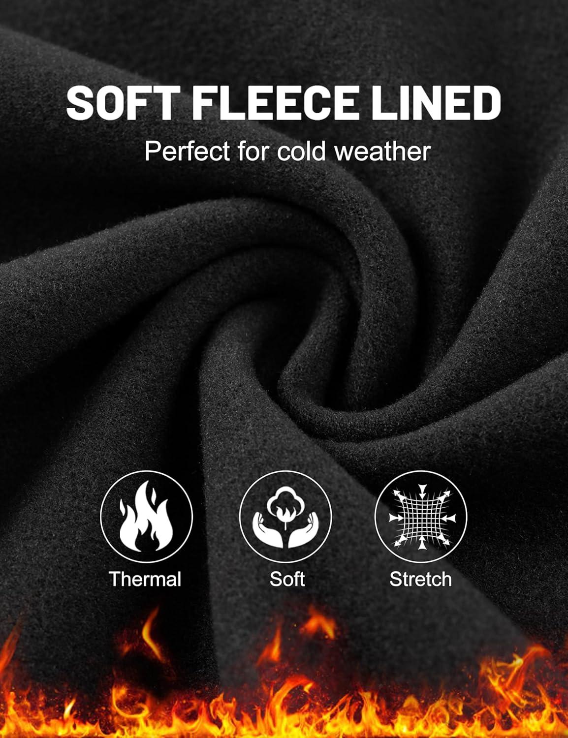 imageMAGCOMSEN Mens Fleece Joggers with Pockets Winter Warm Pants Workout Athletic Gym Sweatpants for MenBlack