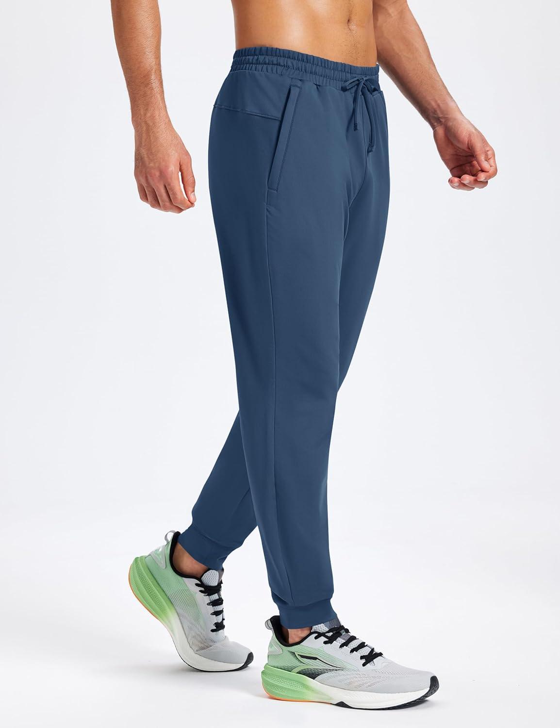 imageMAGCOMSEN Mens Fleece Joggers with Pockets Winter Warm Pants Workout Athletic Gym Sweatpants for MenBlue Grey
