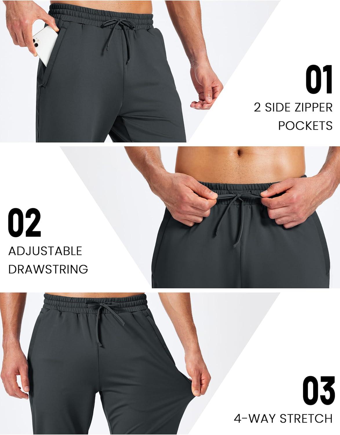 imageMAGCOMSEN Mens Fleece Joggers with Pockets Winter Warm Pants Workout Athletic Gym Sweatpants for MenDark Grey